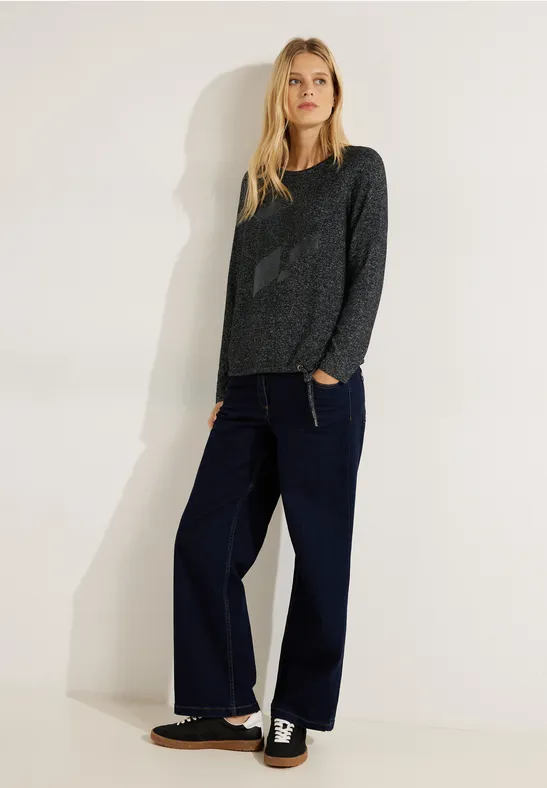 Softes Shirt mit Frontprint black melange