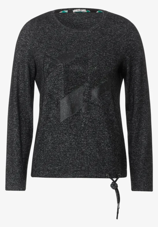 Softes Shirt mit Frontprint black melange