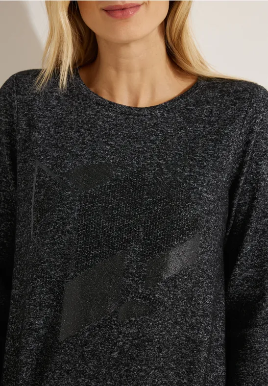 Softes Shirt mit Frontprint black melange