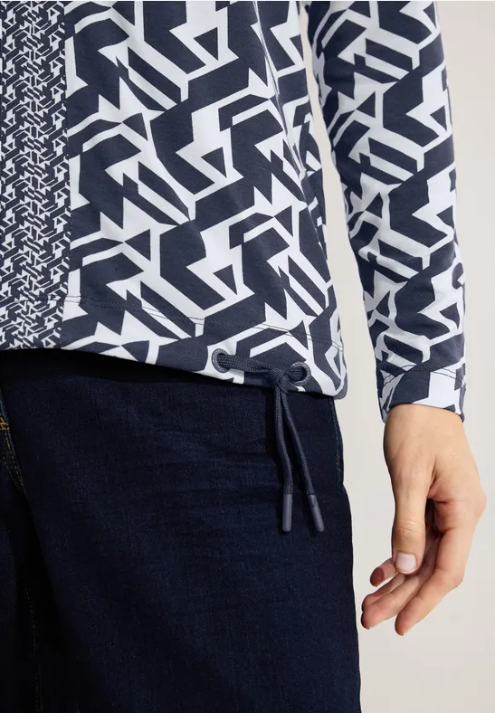 Gemustertes Langarmshirt night sky blue