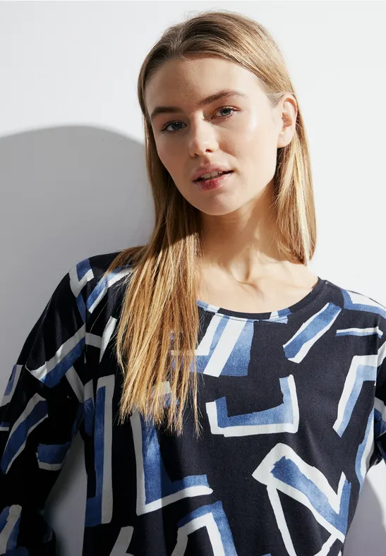 Shirt met allover print night sky blue