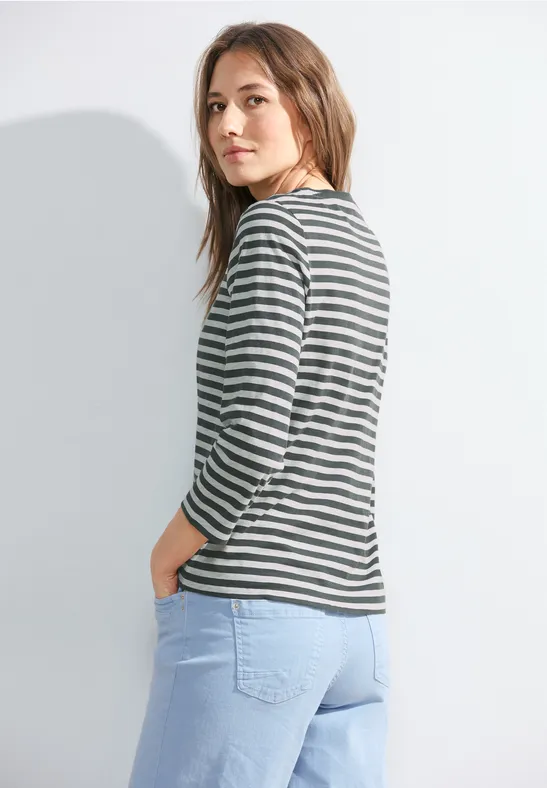 Shirt met strepen strong khaki
