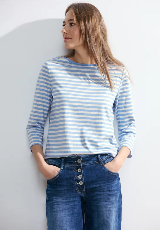 Shirt met strepen soda blue