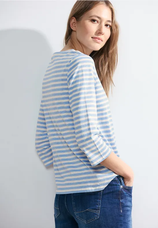 Shirt met strepen soda blue