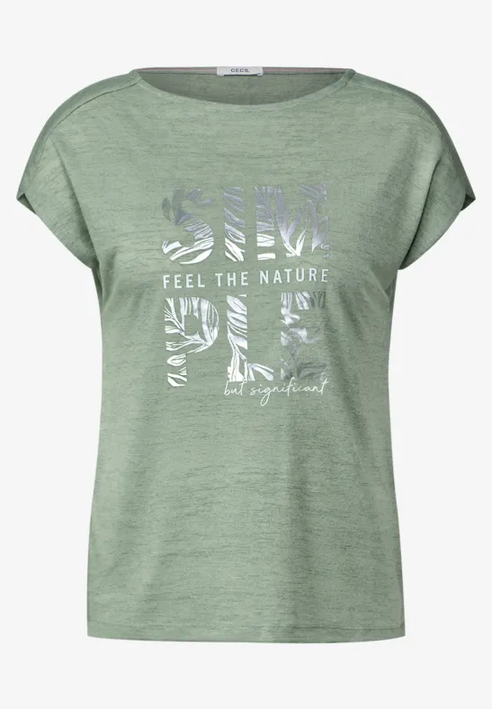 T-shirt in linnenlook soft salvia green