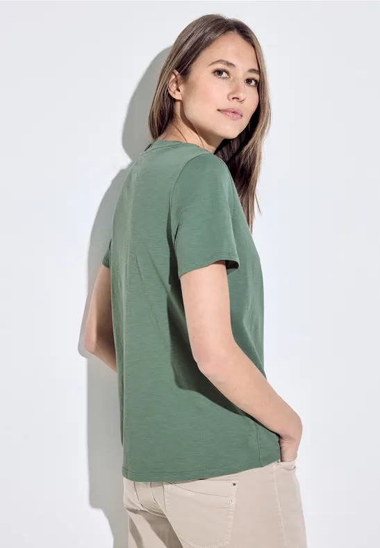T-shirt met print op de borst raw salvia green
