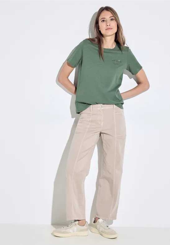 T-shirt met print op de borst raw salvia green