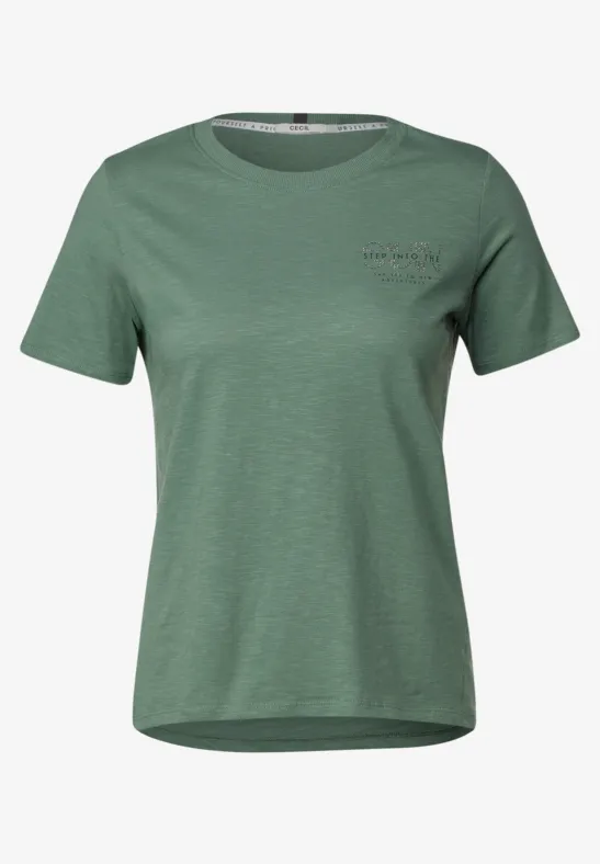 T-shirt met print op de borst raw salvia green