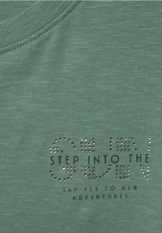 T-shirt met print op de borst raw salvia green