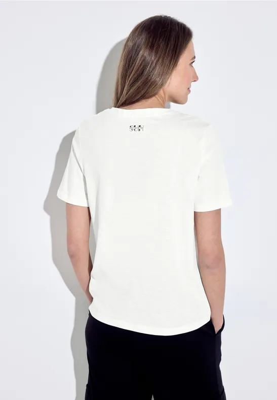 T-shirt met wording-print vanilla white