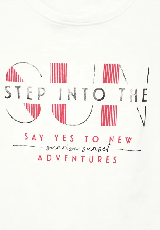 T-shirt met wording-print vanilla white