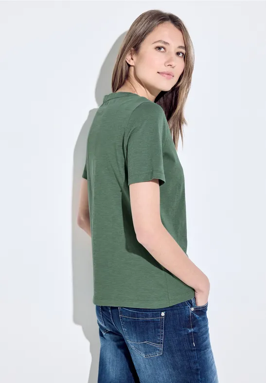 T-shirt met wording-print raw salvia green