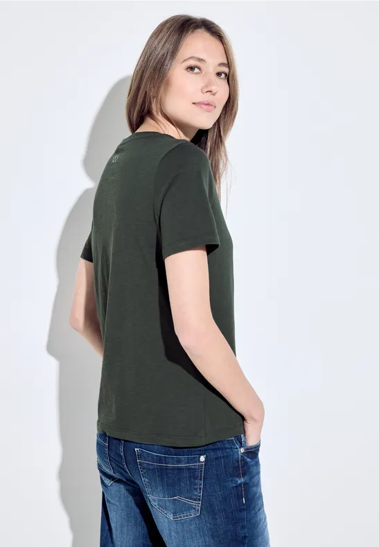 T-shirt met wording-print strong khaki