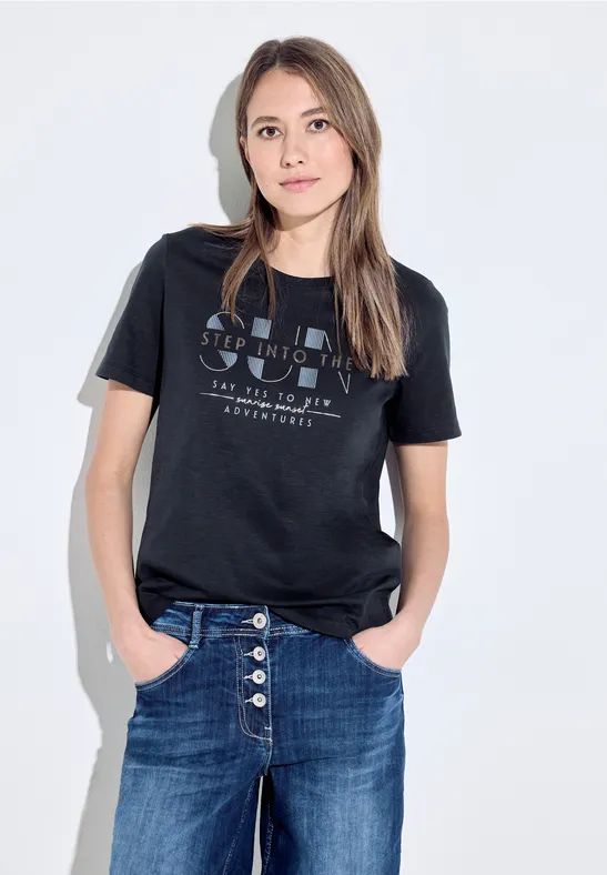 T-shirt met wording-print universal blue