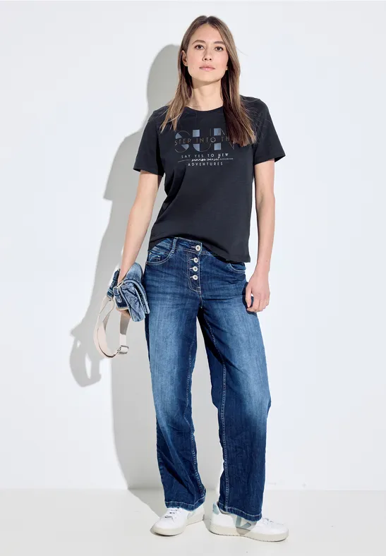 T-shirt met wording-print universal blue