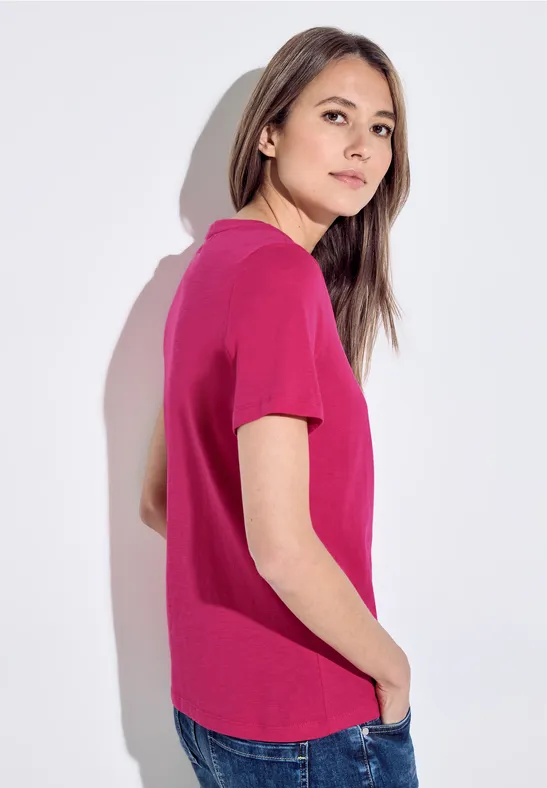 T-shirt met wording-print pink sorbet