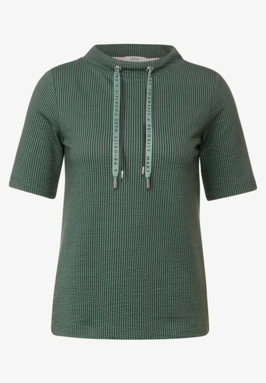 Seersucker T-shirt raw salvia green