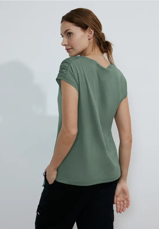 T-shirt met knoopdetail raw salvia green