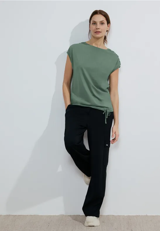 T-shirt met knoopdetail raw salvia green