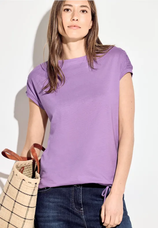 T-shirt met knoopdetail sporty lilac