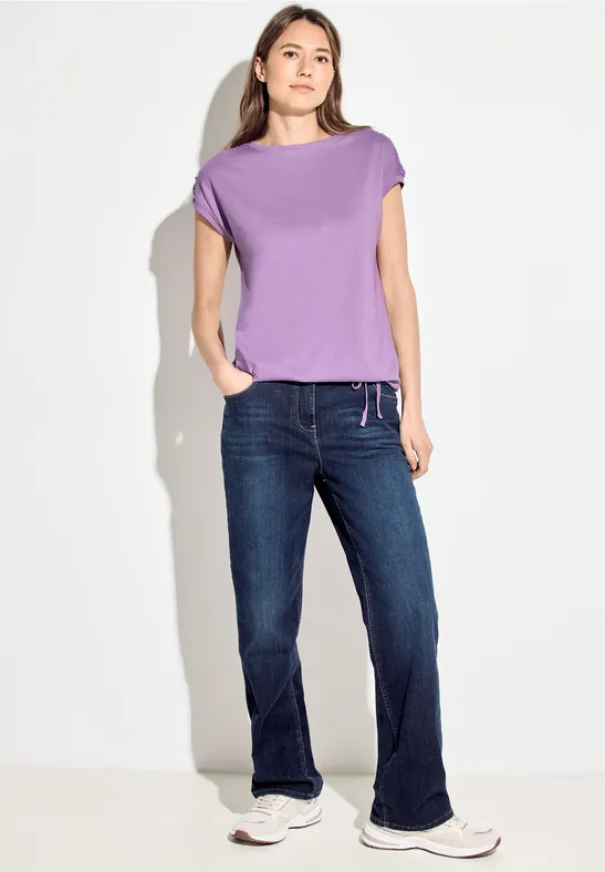 T-shirt met knoopdetail sporty lilac