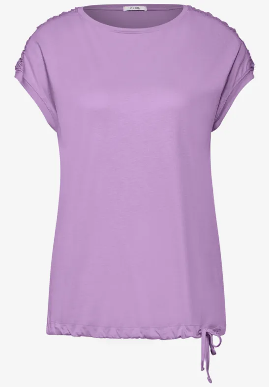 T-shirt met knoopdetail sporty lilac