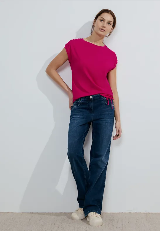 T-shirt met knoopdetail pink sorbet