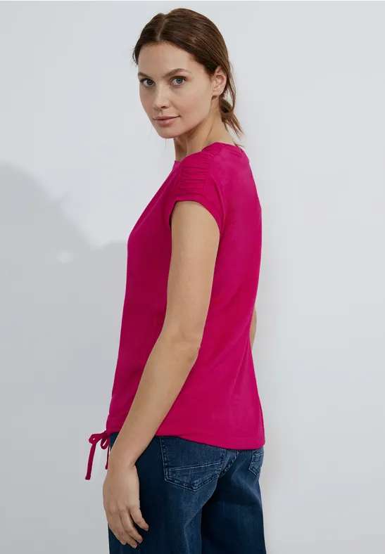 T-shirt met knoopdetail pink sorbet