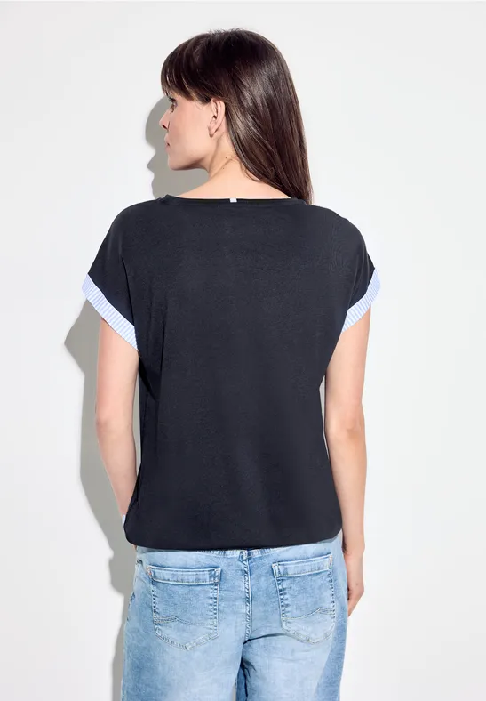 T-shirt in gestreept ontwerp universal blue
