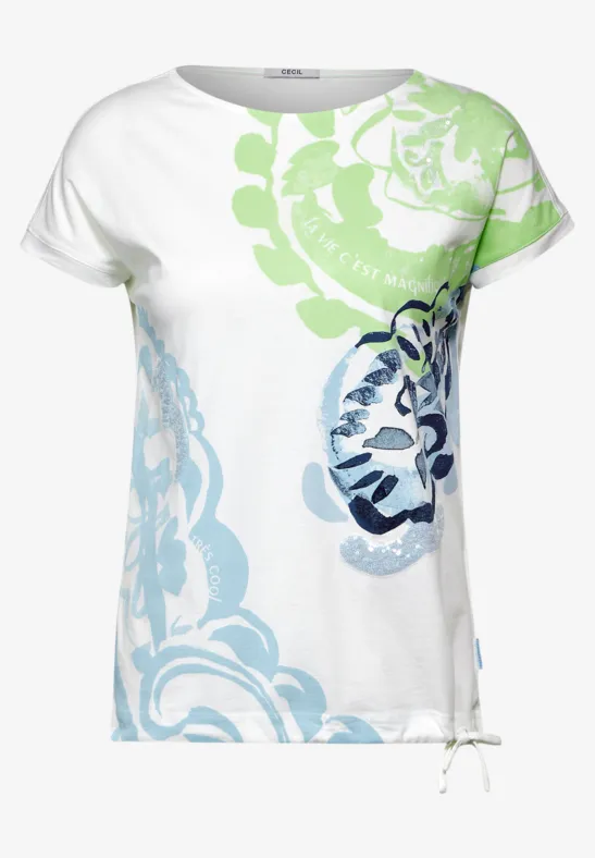 T-shirt met print vanilla white