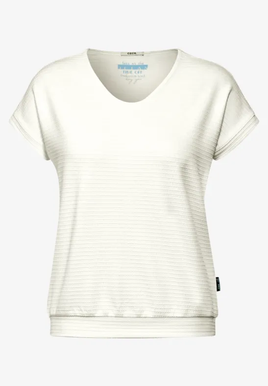 T-shirt met structuur vanilla white