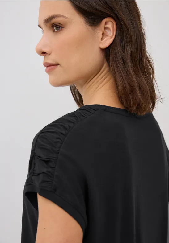 T-Shirt mit Raffung Black