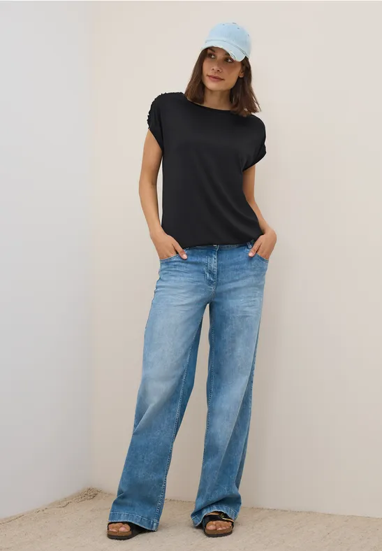 T-Shirt mit Raffung Black