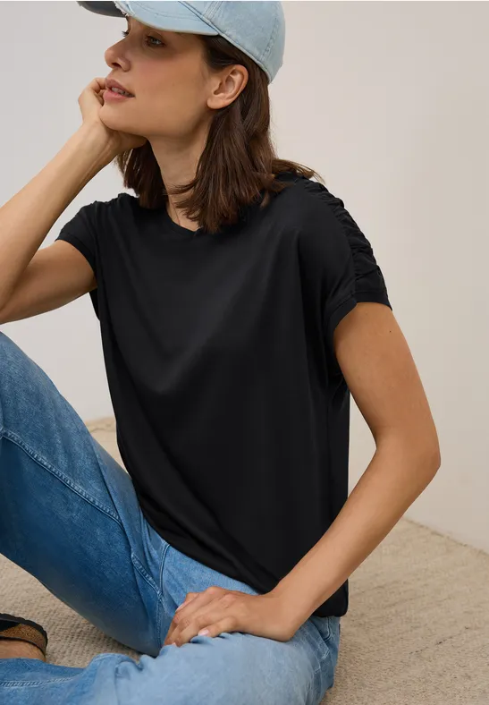 T-Shirt mit Raffung Black