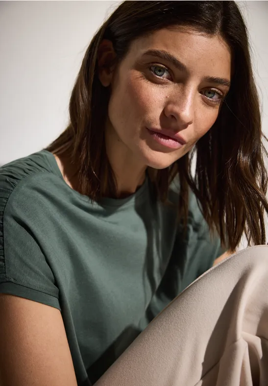 T-shirt met rimpels balmy khaki