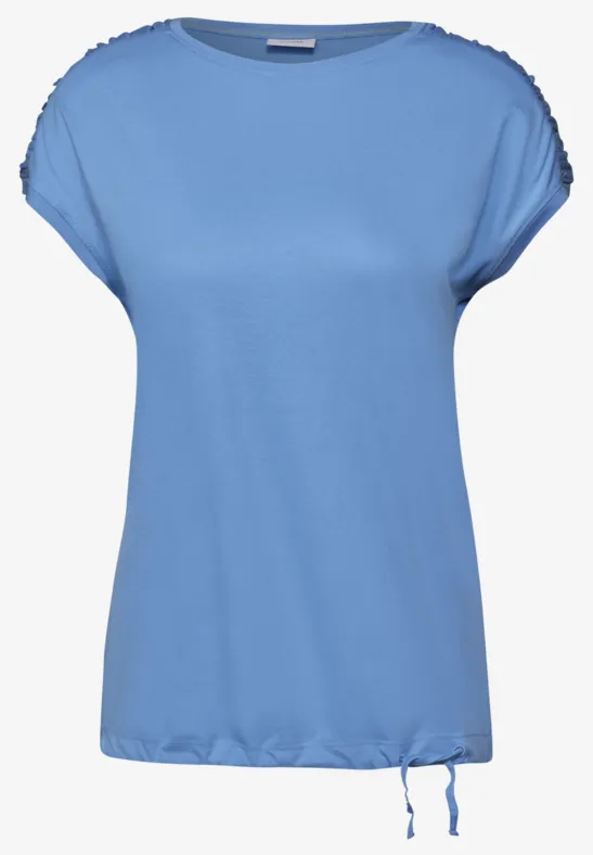 T-Shirt mit Raffung aster blue
