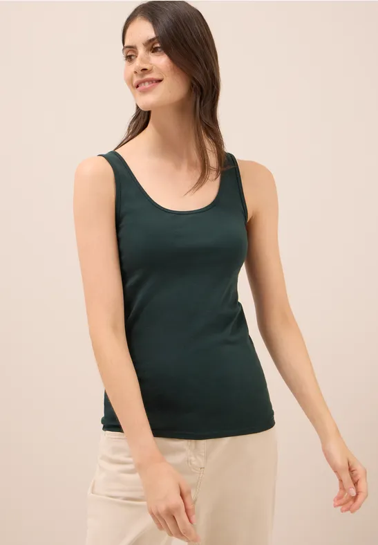 Basic Top in Unifarbe ink green