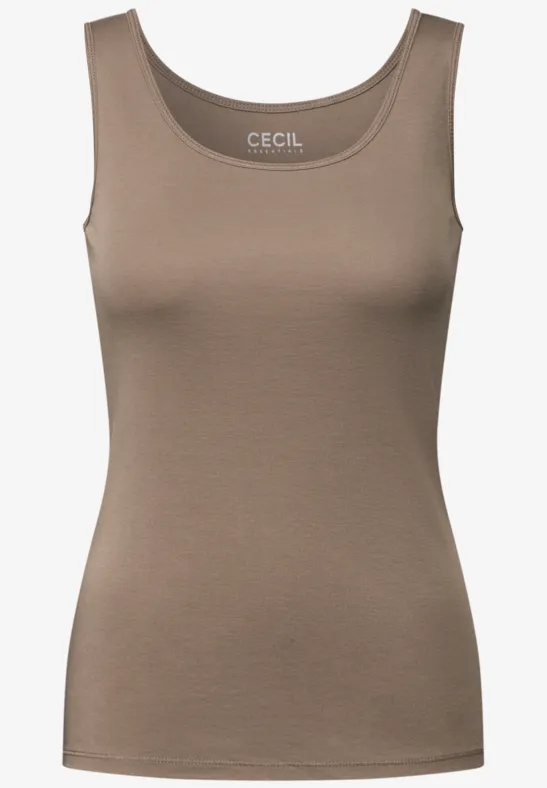 Basic Top in Unifarbe natural taupe
