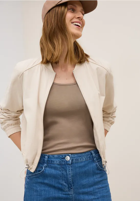 Basic Top in Unifarbe natural taupe