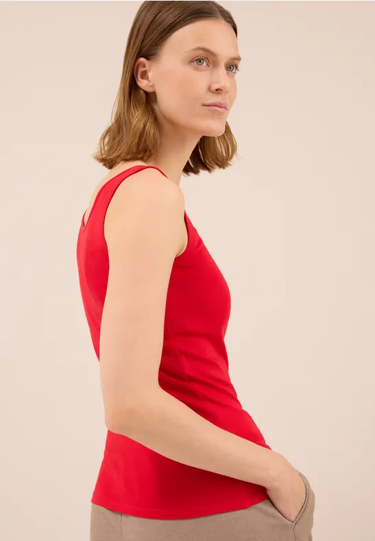 Top basique en couleur unie fiery red