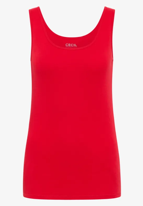 Top basique en couleur unie fiery red