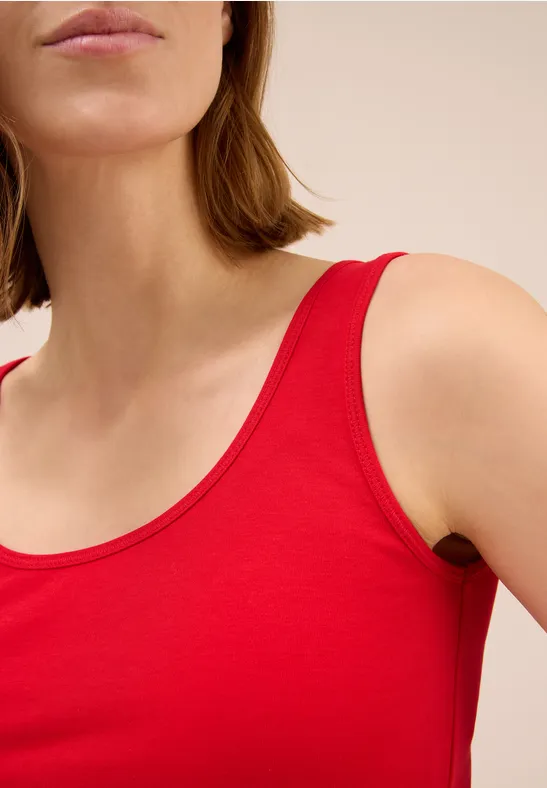 Top basique en couleur unie fiery red
