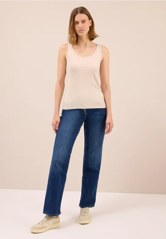 Top basique en couleur unie oat milk beige