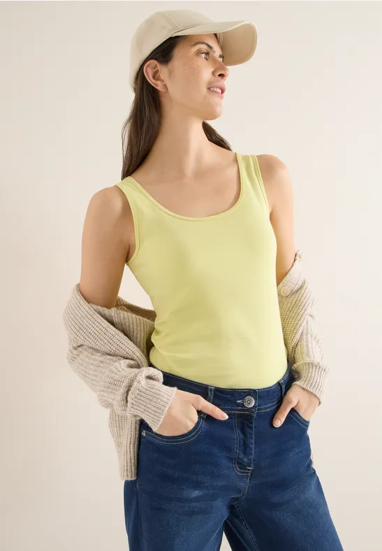 Basic top in effen kleur iced yellow