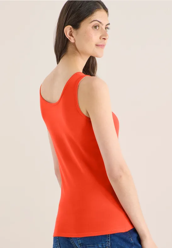 Basic Top in Unifarbe cherry tomato orange