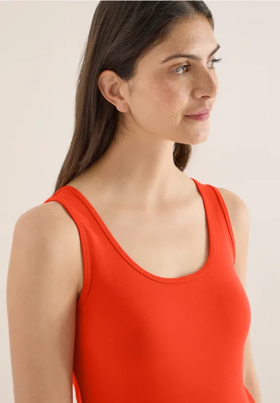 Basic Top in Unifarbe cherry tomato orange