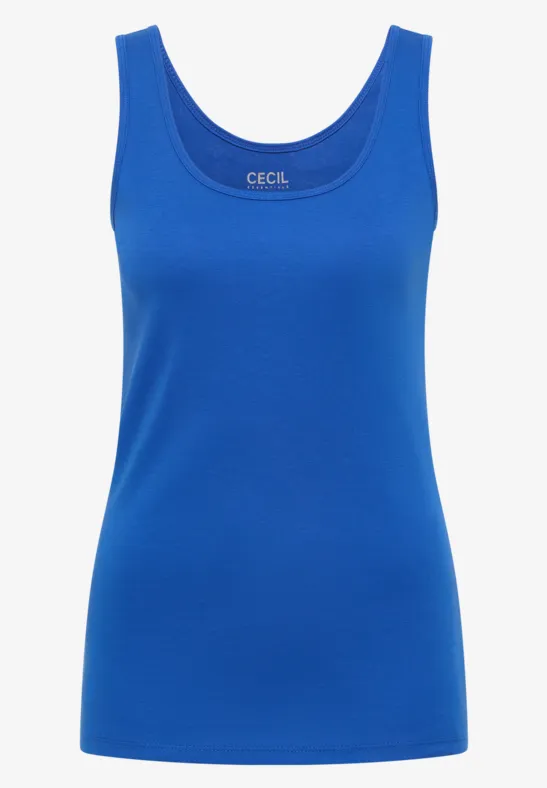 Un débardeur simple et sans manches de couleur bleu vif.