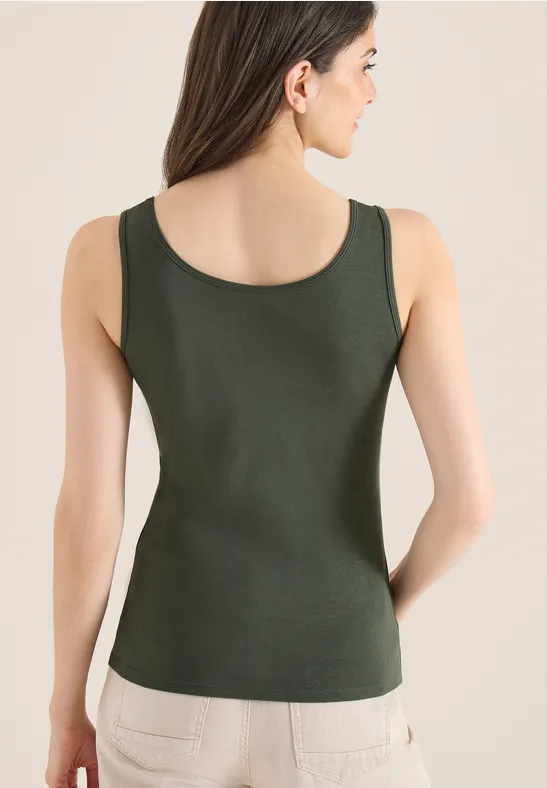 Top basique en pur coton khaki