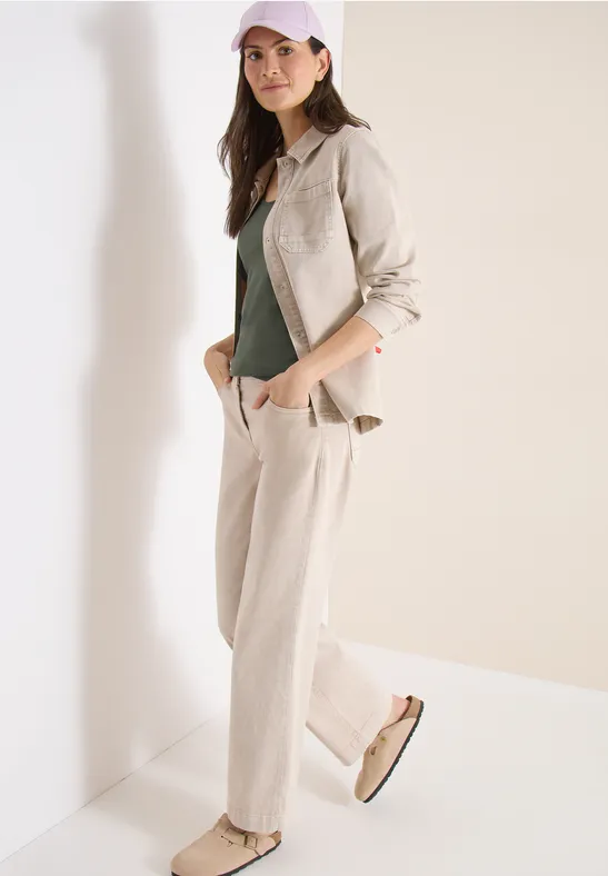 Top basique en pur coton khaki