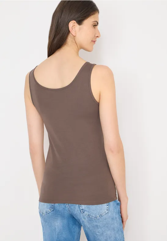Basic top in effen kleur urban taupe